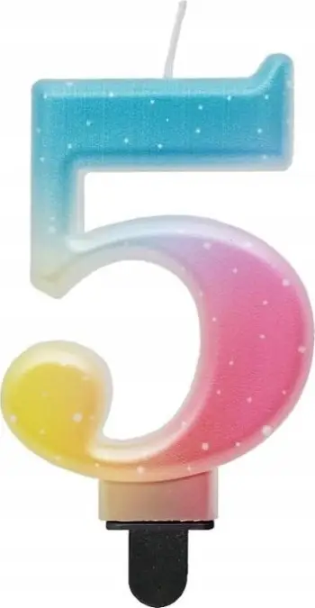 Qiri ditëlindje Godan numri 5, 8cm, pastel ombre, shumëngjyrësh