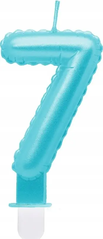 Qiri ditëlindjeje Godan numër 7, 7 cm, perlë blu