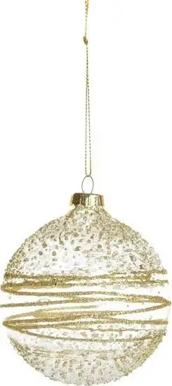 Stoli Krishtlindjesh prej qelqi, bauble, 8cm, e artë