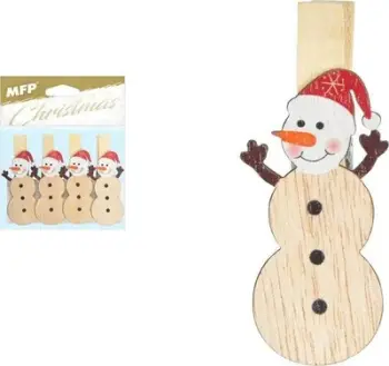 Kapëse dekorative MFP Snowman, set 4 copë, 7cm, shumëngjyrëshe