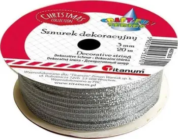 Shirit dekorativ Titanum Cord Ribbon, 3mm, 20m, argjendtë