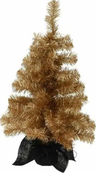 Pemë artificiale Krishtlindjes, 60 cm, me bazë të qëndrueshme, e artë