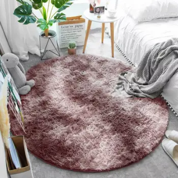 Tapet Shaggy Round Ombre, 100 cm, poliestër, vjollcë rozë