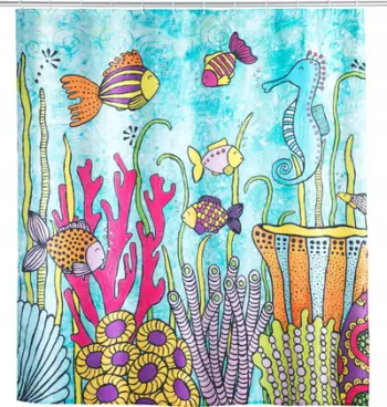 Perde dushi WENKO Rollin'Art Ocean Life, 180x200 cm, poliester, shumëngjyrëshe