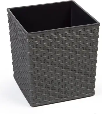 Vazo plastike Kraftika Yucca Rattan, 30x30 cm, me insert të brendshëm, grafit
