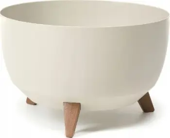 Vazo dekorative Lamela Roma Bowl Fi470, me këmbë, krem