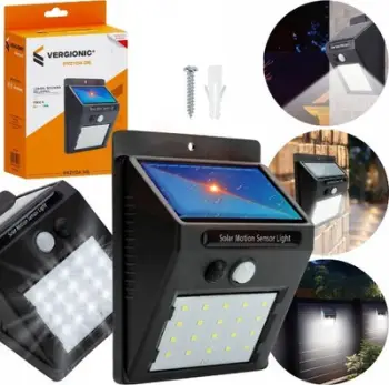 Lampë muri diellore Vergionic Solar Motion Sensor Light, LED, sensor lëvizjeje, e zezë