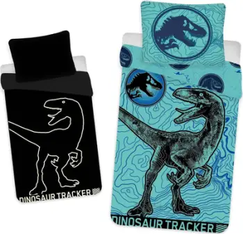 Set shtrati fëmijësh Glow in the Dark Dinosaur, 140x200 cm, pambuk, shumëngjyrësh