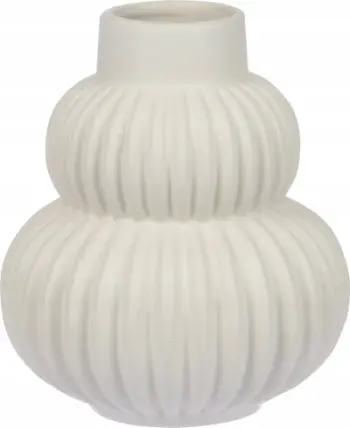Vazo dekorative H&amp;S Collection Ceramic Flower Vase, qeramike, 15.5cm, e bardhë