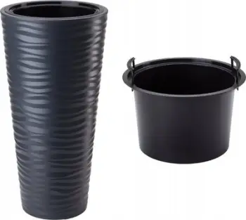 Vazo dekorative Flowerpot Sahara Slim 30 H57, plastike, për ambiente të brendshme dhe të jashtme, antracit