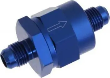 Valvul njëkahëshe TurboWorks AN6, për vaj ujë dhe karburant, metalike, blu
