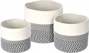 Set shporta pambuku Home Styling Collection Cotton Basket X3, model i thurur, madhësi të ndryshme, shumëngjyrësh