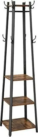 Varedrobe dyshemeje VASAGLE industriale, me rafte, metal i zi dhe dru rustic brown