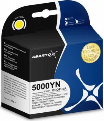 Bojë printeri Asarto për Brother 5000YN BT5000Y, 100ml, e verdhë