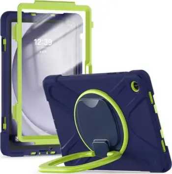 Këllëf tablet Tech-Protect X-Armor për Galaxy Tab A9+ 11", me xham të integruar, me dorezë-stand, blu jeshile