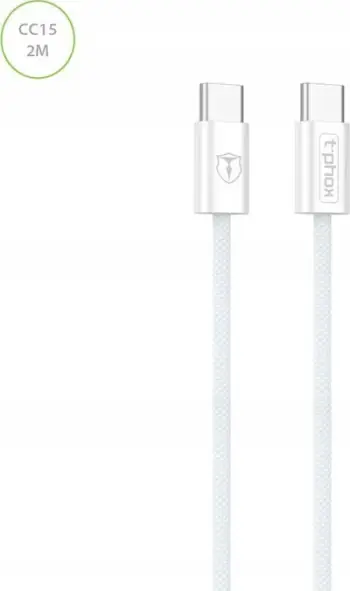 Kabllo USB-C në USB-C T-phox CC15 Series, 60W 3A, 2m, e bardhë