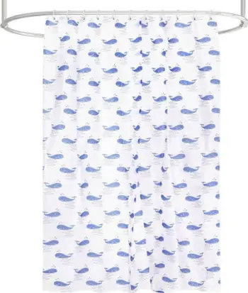 Perde dushi Bathroom Solutions Whale, poliester, 180x200 cm, e bardhë me blu