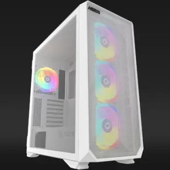 Kutia PC AQIRYS Arcturus PRO, Mid Tower, ARGB, xham i temperuar, e bardhë