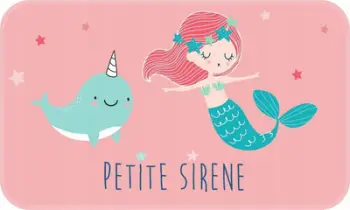Rrogoz drejtkëndor Little Siren, 45 x 75 cm, velur i printuar, shumëngjyrësh