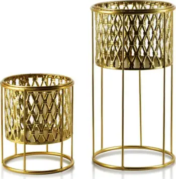 Mbajtëse dekorative metalike Mondex Swen, set 2 copë, 20xh40cm dhe 18xh22cm, ngjyrë ari
