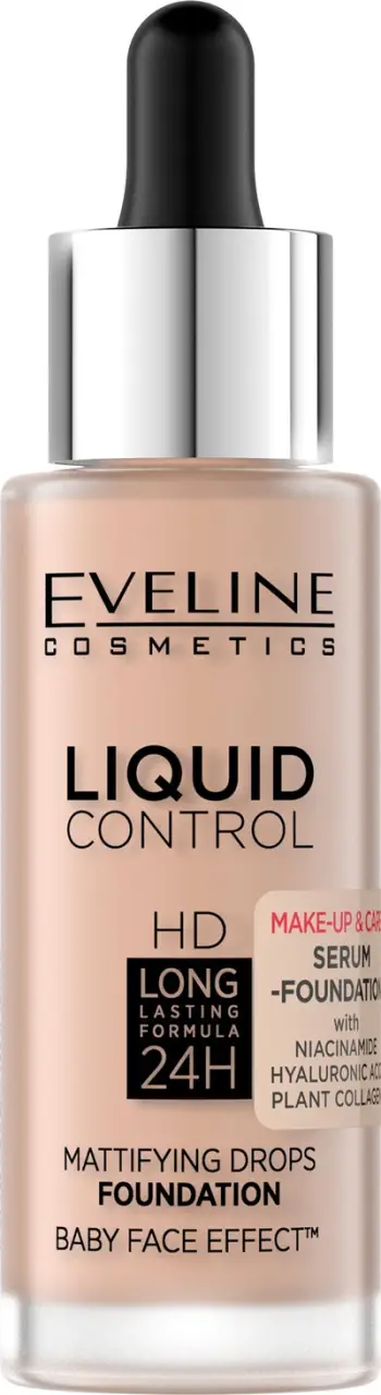 Fondatinë Eveline Cosmetics Liquid Control HD, No 003, efekt mat, e lëngshme