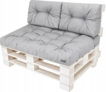 Set jastëkësh për divan paletash HobbyGarden LEO, 1 dyshek sediljeje, 2 jastëkë shpine, gri