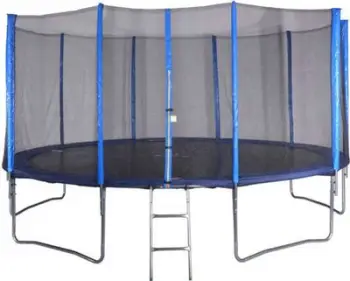 Trampolinë Spartan 426 cm, me rrjetë mbrojtëse, me shkallë, blu