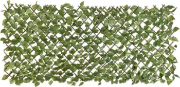 Panel dekorativ kopshti Nature Garden Trellis, dru shelgu, gjethe artificiale, jeshile e errët