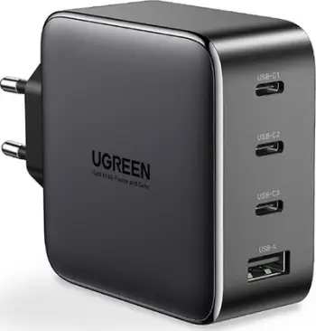 Karikues muri Ugreen Nexode 100W GaN, 3x USB-C 1x USB-A, karikim i shpejtë, gri i errët