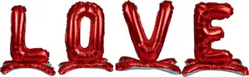 Balona dekorative me shkronja Love, set 4 copë, qëndruese, të kuqe