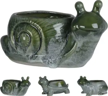 Vazo dekorative kopshti pa markë, 16.5 x 23.5 x 14 cm, porcelan, jeshile