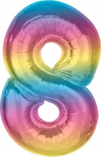 Balonë folie Number Rainbow, numri 8, 92 cm, shumëngjyrësh