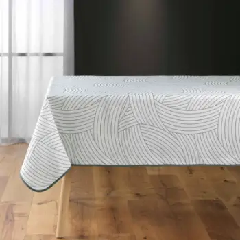 Mbulesë tryeze Linea, poliester 150 x 200cm, me printim, e bardhë