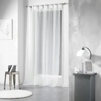 Pano dekorative me unaza Plain Voiline Voile, 140 x 240 cm, e bardhë