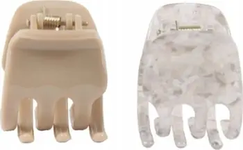 Kapëse flokësh Donegal Hair Clip FA-5758, set 2 copë, 5 x 3.3 cm, bezhë gjysmë transparente