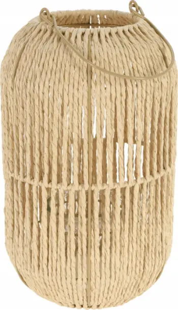 Fener dekorativ pa markë Woven Lantern With Handle, 30 cm, letër e endur, ngjyrë natyrale