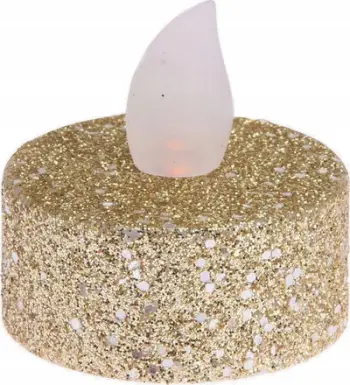 Set qirinj dekorativë LED Glitter, 6 copë, 3.8x4 cm, ngjyrë ari
