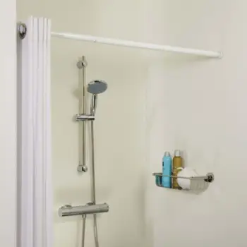 Shufër perde dushi Sealskin, teleskopike 80-130 cm, e bardhë