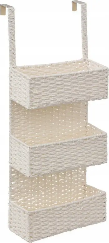 Shportë varëse për derë 5five Simply Smart, 3 nivele, seagrass 28 x 69 cm, e bardhë