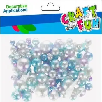 Rruaza dekorative Craft with Fun Pearl Beads, 100 copë, perlë, të bardha