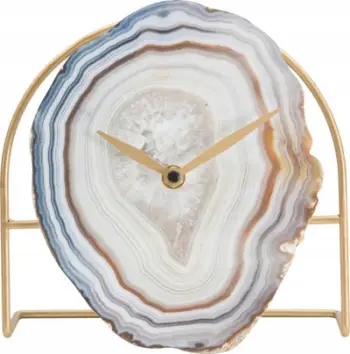 Orë tavoline Twin Table Clock, metal dekorativ, 20x7x19.5 cm, e artë