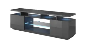 Komodë TV Bed Meble Eva, 180x40x56 cm, PAL MDF, gri me shkëlqim