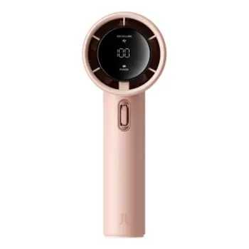 Ventilator portativ Jisulife FA53, 3600mAh, USB C LED, rozë