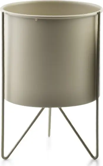 Vazo dekorative me këmbë Mondex SWEN CASING XL, 18 cm, metal, bezhë