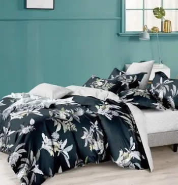 Set çarçafësh Bedding Synthetic Cotton, 160x200 cm, mikrofibër, me lule, i zi