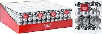 Set topthash për pemë Krishtlindjeje Christmas, 24 copë, 3 cm, argjendi