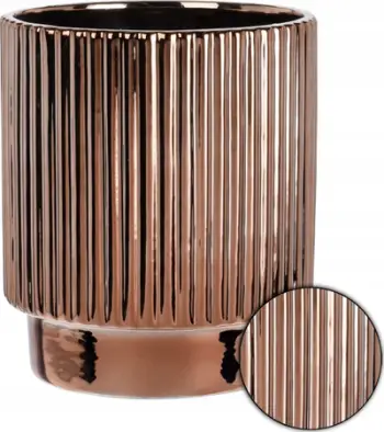 Vazo qeramike dekorative, 16 cm, diametër 14 cm, ari i errët