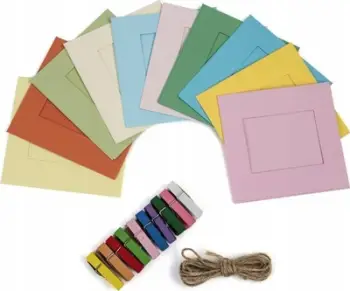 Set korniza kartoni Instax Square, 10 copë, me litar dhe kapëse, shumëngjyrëshe