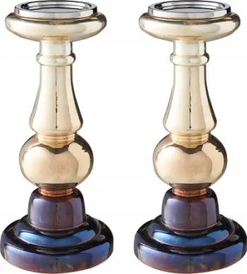 Set mbajtëse qirinjsh IMARTI, 2 copë, xham 30cm, ngjyrë ari