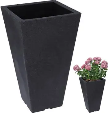 Vazo kopshti Vilde, 45cm, plastike për jashtë, gri e errët